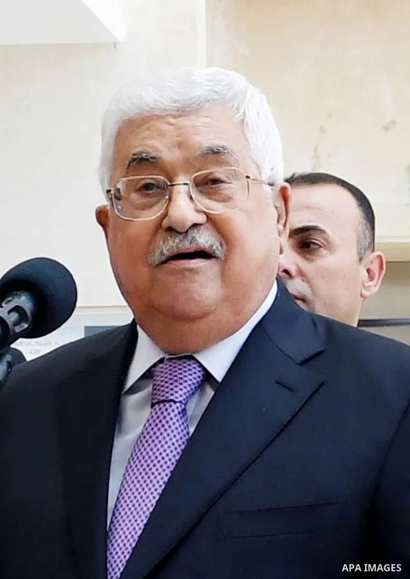 Palestinian President Mahmoud Abbas gives a short statement before leaving a hospital in the West Bank city of Ramallah on May 28, 2018 following eight days of treatment for pneumonia. Photo by Thaer Ganaim