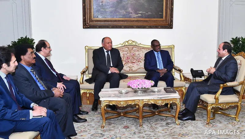Egyptian President Abdel-Fattah al-Sisi meets with Sudanese Foreign Minister Al-Dirdiri Mohamed Ahmed Ahmed Al-Dikhairy in Cairo, Egypt, on May 29, 2018. Photo by Egyptian President Office