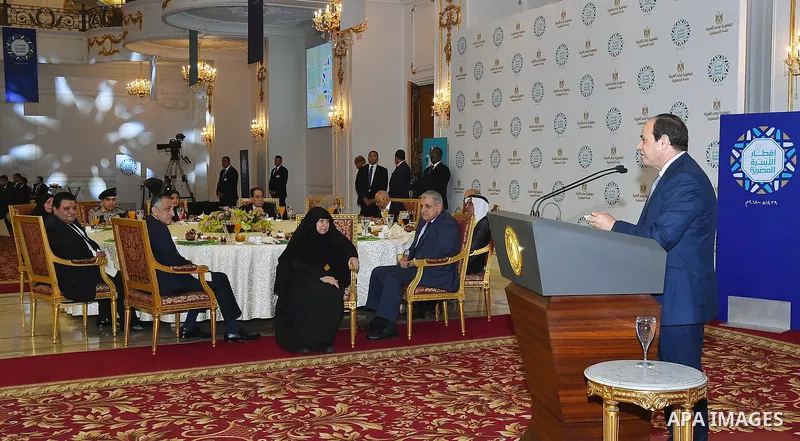 Egyptian President Abdel Fattah al-Sisi attends the breakfast meal for Egyptian Family during the holy month of Ramadan, in Cairo, Egypt, on June 5, 2018. Photo by Egyptian President Office