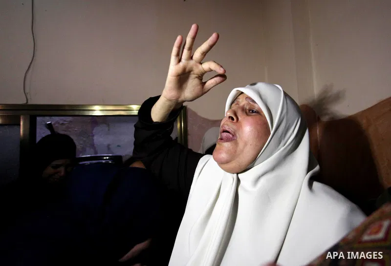 Palestinian relatives mourn during the funeral of Yussef al-Faseeh, 29, who was shot dead by Israeli troops during clashes at Israel-Gaza border, in Gaza city on on 9, 2018. Four Palestinians were killed by Israeli fire...