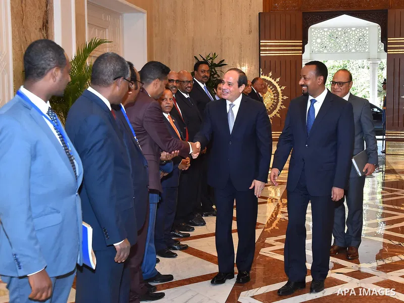 Egyptian President Abdel-Fattah al-Sisi meets with Ethiopian Prime Minister Abiy Ahmed Ali in Cairo, Egypt, on June 10, 2018. Photo by Egyptian President Office