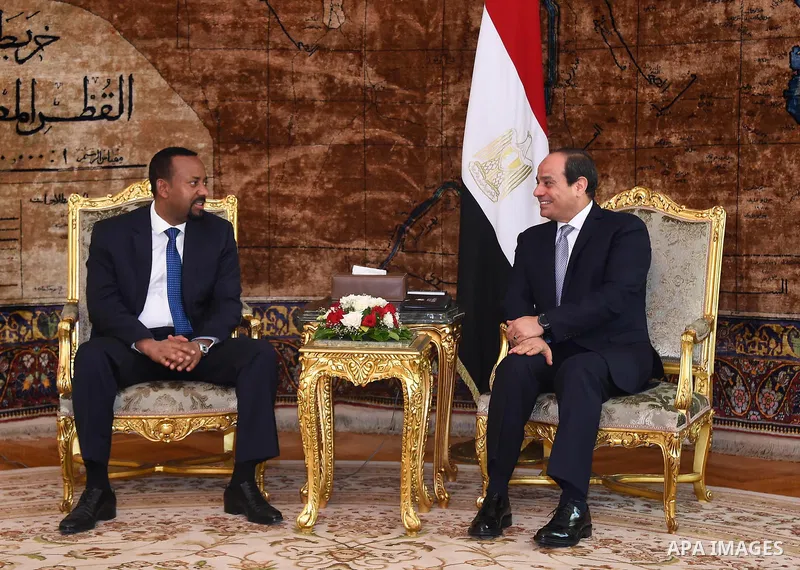 Egyptian President Abdel-Fattah al-Sisi meets with Ethiopian Prime Minister Abiy Ahmed Ali in Cairo, Egypt, on June 10, 2018. Photo by Egyptian President Office
