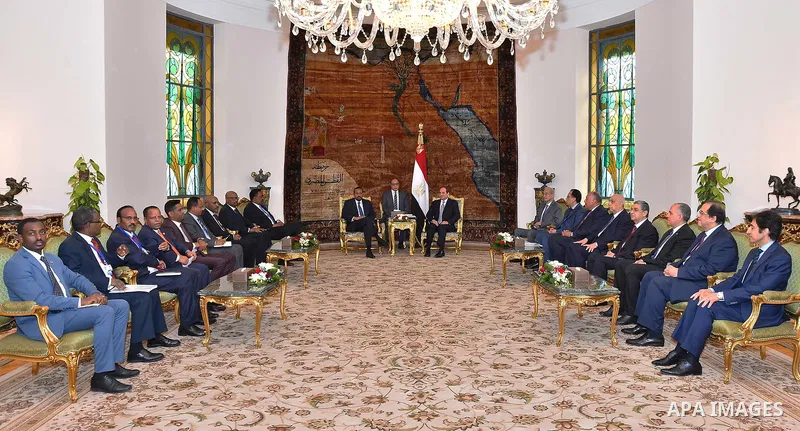 Egyptian President Abdel-Fattah al-Sisi meets with Ethiopian Prime Minister Abiy Ahmed Ali in Cairo, Egypt, on June 10, 2018. Photo by Egyptian President Office