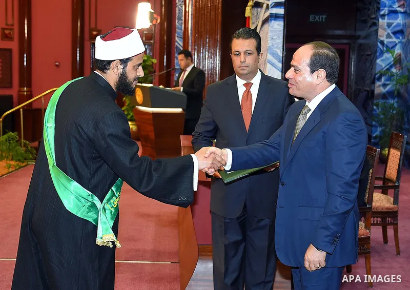 Egyptian President Abdel-Fattah al-Sisi takes part in the celebration of Laylat Al Qadr or Night of Power, in Cairo, Egypt, on June 11, 2018. Photo by Egyptian President Office