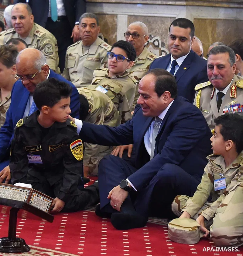 Egyptian President Abdel Fattah al-Sisi performs the morning prayer of Eid al-Fitr holiday which marks the end of the Muslim holy month of Ramadan, in Cairo, Egypt, on June 15, 2018. Eid al-Fitr marks the end of Muslim's...