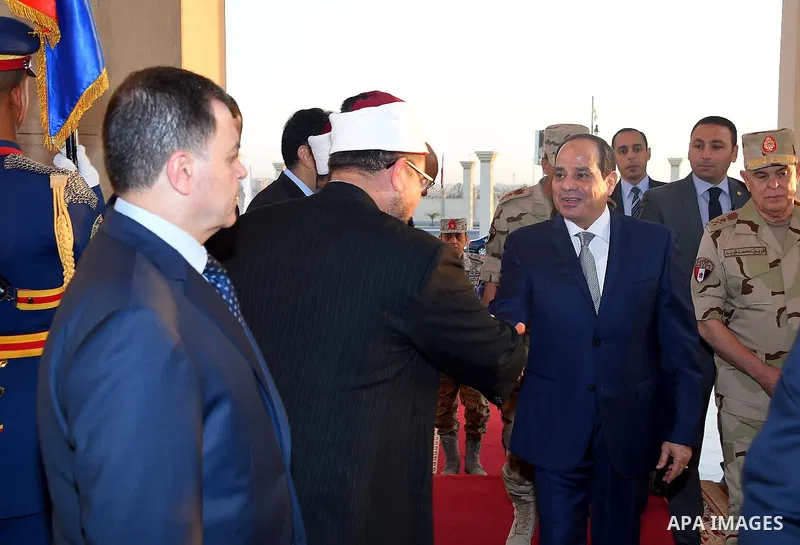 Egyptian President Abdel Fattah al-Sisi performs the morning prayer of Eid al-Fitr holiday which marks the end of the Muslim holy month of Ramadan, in Cairo, Egypt, on June 15, 2018. Eid al-Fitr marks the end of Muslim's...