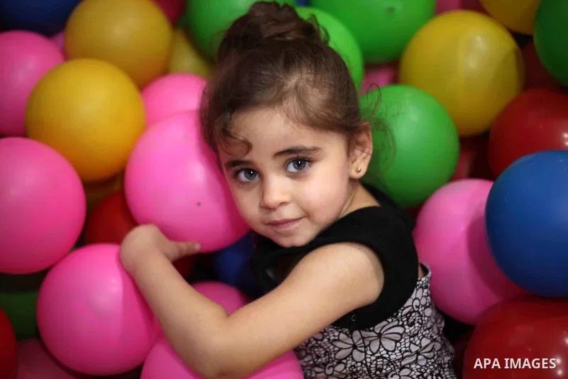 Palestinian children celebrate on the second day of Eid al-Fitr holiday which marks the end of the Muslim holy month of Ramadan in Gaza city June 16, 2018. Eid al-Fitr marks the end of Muslim's holy fasting month of Rama...