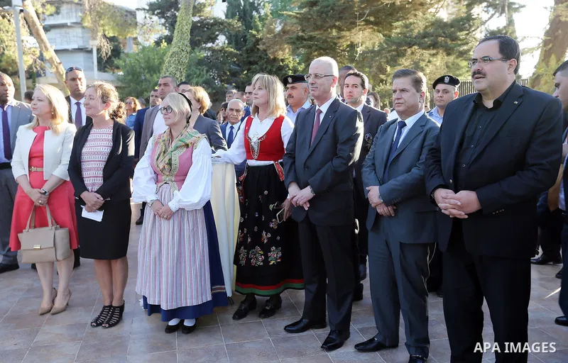 Palestinian Prime Minister Rami Hamdallah Participates in the ceremony of the National Holidays of Northern Europe, in the West Bank city of Ramallah on June 20, 2018. Photo by Prime Minister Office