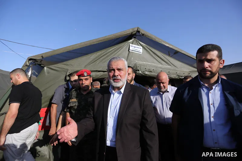 Hamas Chief Ismail Haniyeh visit the Moroccan medical surgical hospital to provide treatment for Palestinians who were wounded during clashes with Israeli troops at Gaza-Israel border, in Gaza City on June 23, 2018. . Ph...