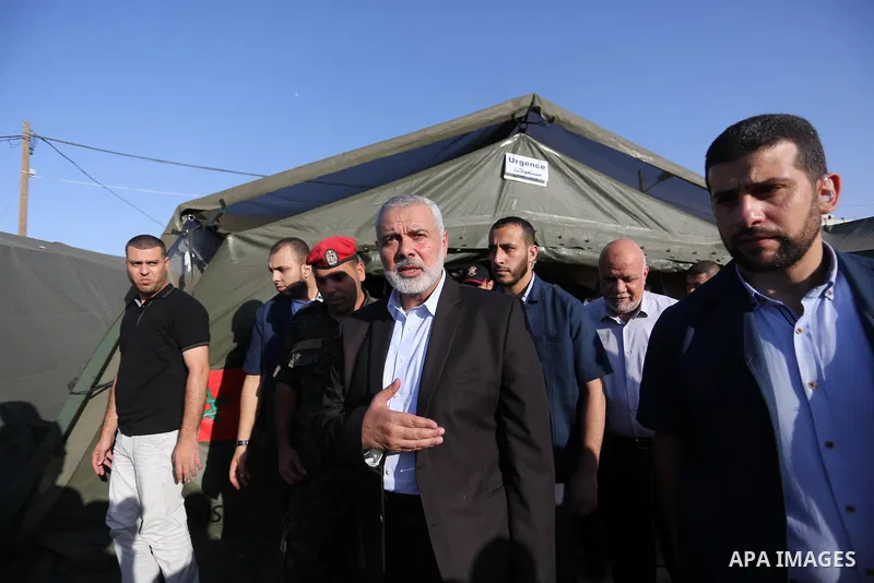 Hamas Chief Ismail Haniyeh visit the Moroccan medical surgical hospital to provide treatment for Palestinians who were wounded during clashes with Israeli troops at Gaza-Israel border, in Gaza City on June 23, 2018. . Ph...