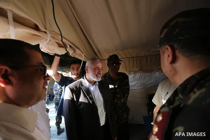 Hamas Chief Ismail Haniyeh visit the Moroccan medical surgical hospital to provide treatment for Palestinians who were wounded during clashes with Israeli troops at Gaza-Israel border, in Gaza City on June 23, 2018. . Ph...