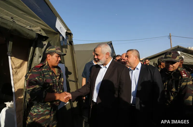 Hamas Chief Ismail Haniyeh visit the Moroccan medical surgical hospital to provide treatment for Palestinians who were wounded during clashes with Israeli troops at Gaza-Israel border, in Gaza City on June 23, 2018. . Ph...