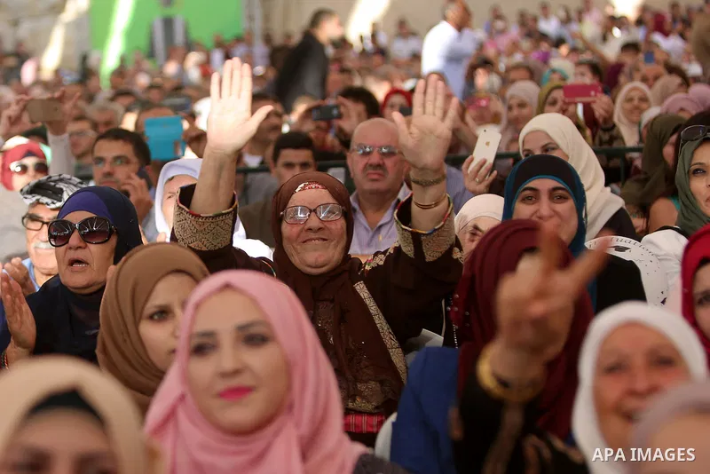 Palestinian students attend their graduation ceremony at the Birzeit University in the West Bank city of Ramallah, June 24, 2018. Photo by Shadi Hatem