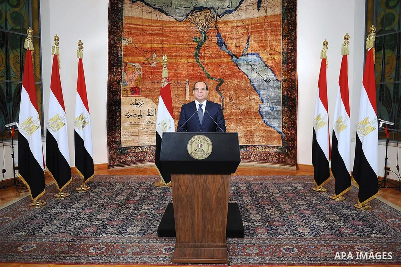 Egyptian President Abdel Fattah al-Sisi delivers a speech to marking the fifth anniversary of 30th Revolution of June in Cairo, Egypt on June 30, 2018. Photo by Egyptian President Office