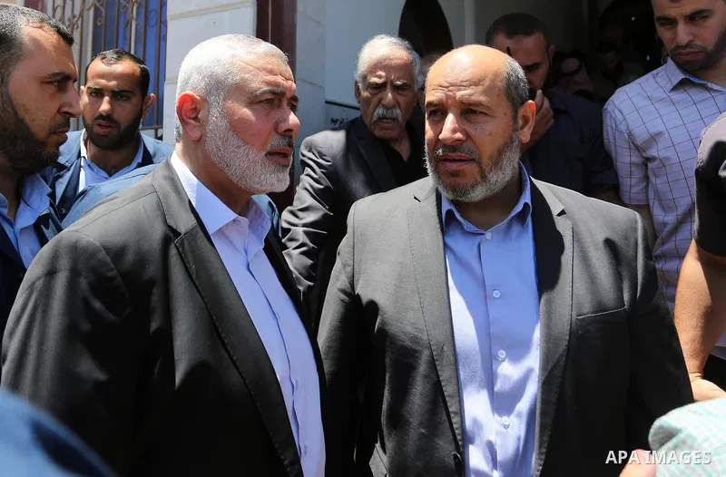 Chairman of the political bureau of the Hamas Palestinian Islamist movement, Ismail Haniyeh participates in the funeral of 14-year-old Palestinian boy Yasser Abu Al-Naja, who was killed by Israeli troops during clashes i...