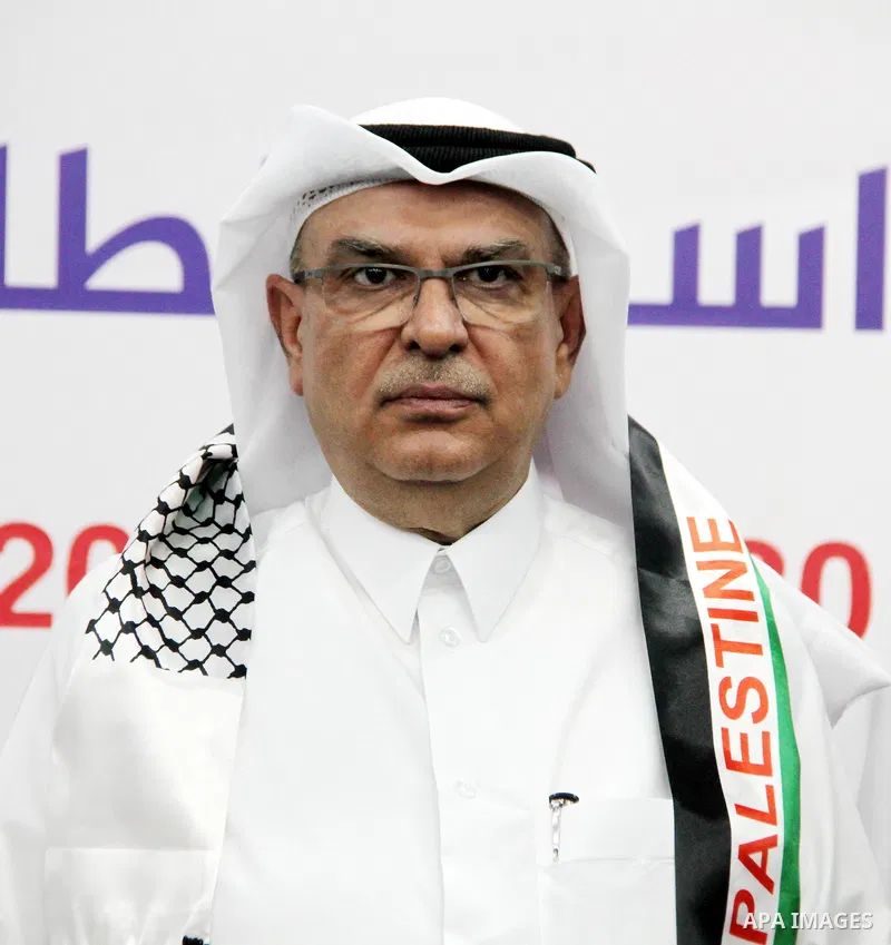 Qatar's Ambassador to the Palestinian Authority, Mohammed Al Emadi attends the ceremony of provide a grant to support the fees of Palestinian needy students at University College of Applied Sciences, in Gaza city on June...