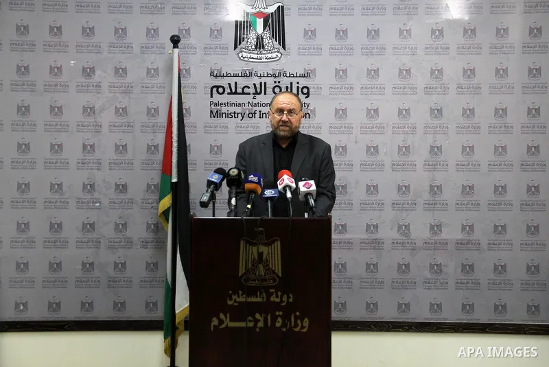 Head of the Water Authority, Yasser al-Shanti, speaks during a press conference, in Gaza city, on July 22, 2018. Photo by Mahmoud Ajour