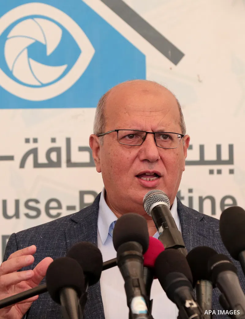 Head of the Popular Committee Jamal El-Khodari speaks during a press conference in Gaza city on July 23, 2018. Photo by Ramadan el-agha