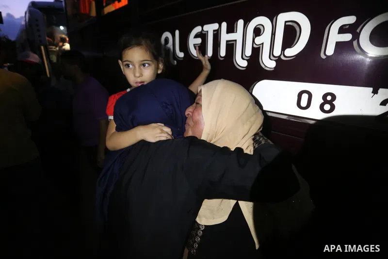 Palestinians bid farewell to their relatives who is preparing to leaves Gaza for the annual Hajj pilgrimage in Mecca, in Khan Younis the southern Gaza Strip August 3, 2018. Photo by Ashraf Amra