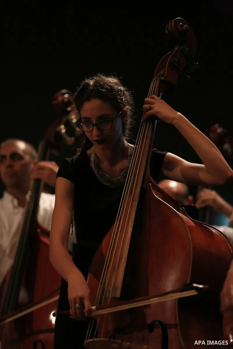 Musicians from European and Palestine perform the Ludwig Van Beethoven's Symphony No.9 during the festival of Jerusalem we sing, in the West bank city of Nablus, on August 4, 2018. Photo by Shadi Jarar'ah