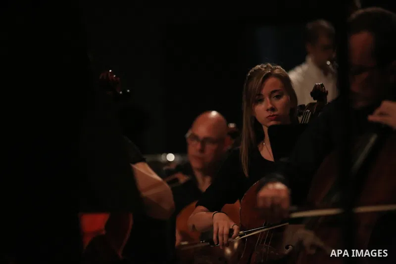 Musicians from European and Palestine perform the Ludwig Van Beethoven's Symphony No.9 during the festival of Jerusalem we sing, in the West bank city of Nablus, on August 4, 2018. Photo by Shadi Jarar'ah