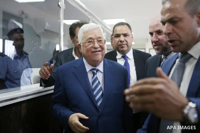 Palestinian President Mahmoud Abbas inspects City of pilgrims, in the West Bank of Jericho, on Aug. 06, 2018. Photo by Shadi Hatem