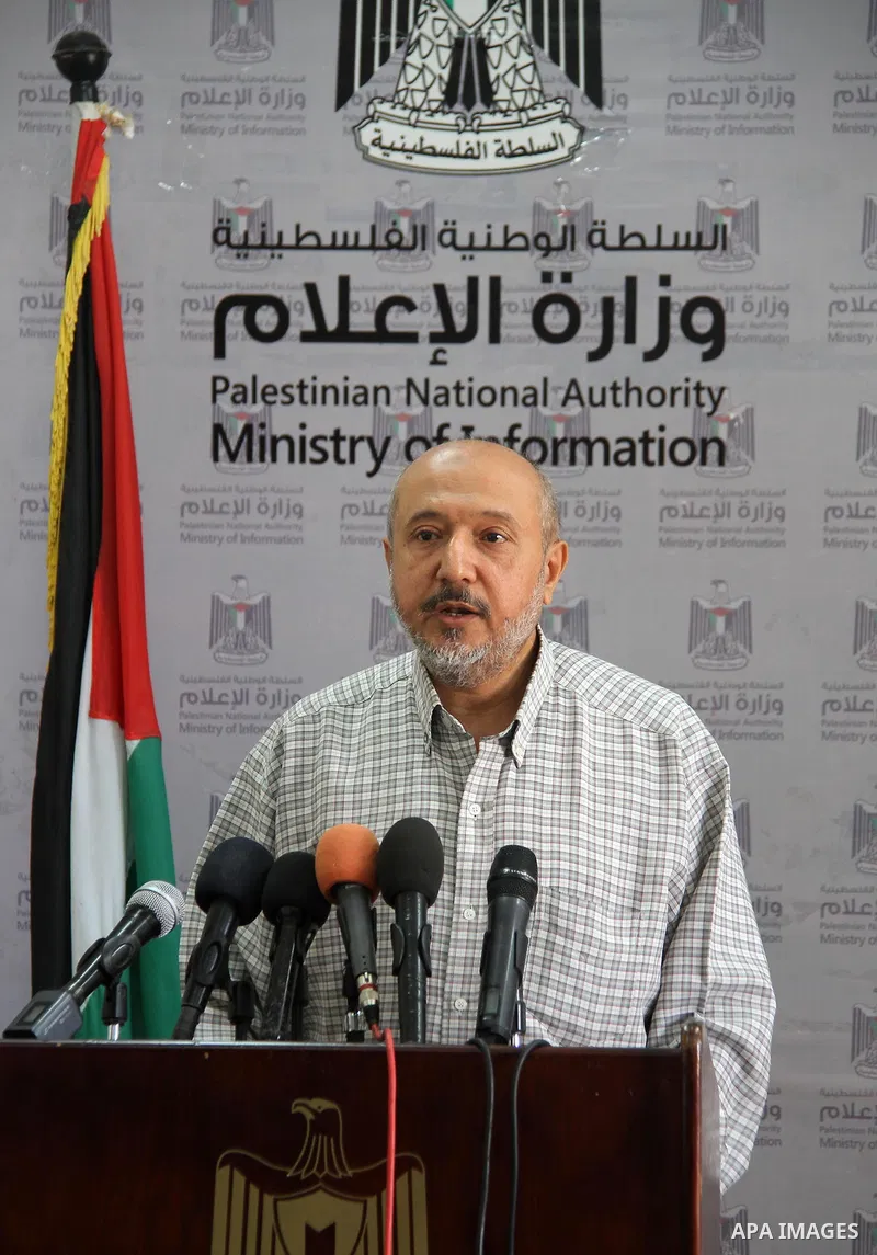 Deputy Minister of Local Government Saeed Ammar, speaks during a press conference, in Gaza city, on August 14, 2018. Photo by Mahmoud Ajour