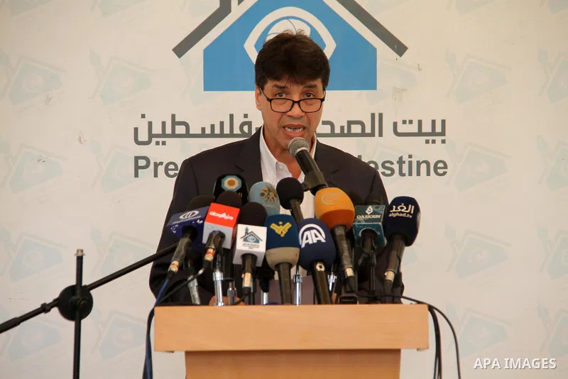 Director General of Coastal Municipalities Water Utility, Munther Shiblaq speaking at a press conference in Gaza City, on Sept. 05, 2018. Photo by Mahmoud Ajour