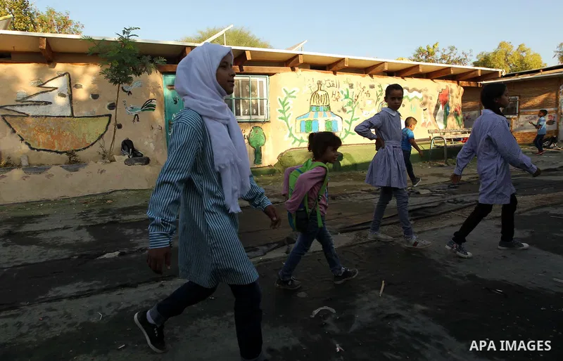 Palestinian Bedouin school children play inside the Khan al-Ahmar's school at Khan al-Ahmar's school in the village of Khan al-Ahmar in the Israeli occupied West Bank on September 16, 2018. Photo by Wisam Hashlamoun