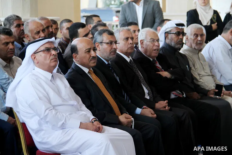 Qatar's Ambassador to the Palestinian Authority, Mohammed Al Emadi, attends the opening ceremony of new headquarters of the superior committee of justice, funded by Qatar in south of Gaza City on September 16, 2018. Phot...