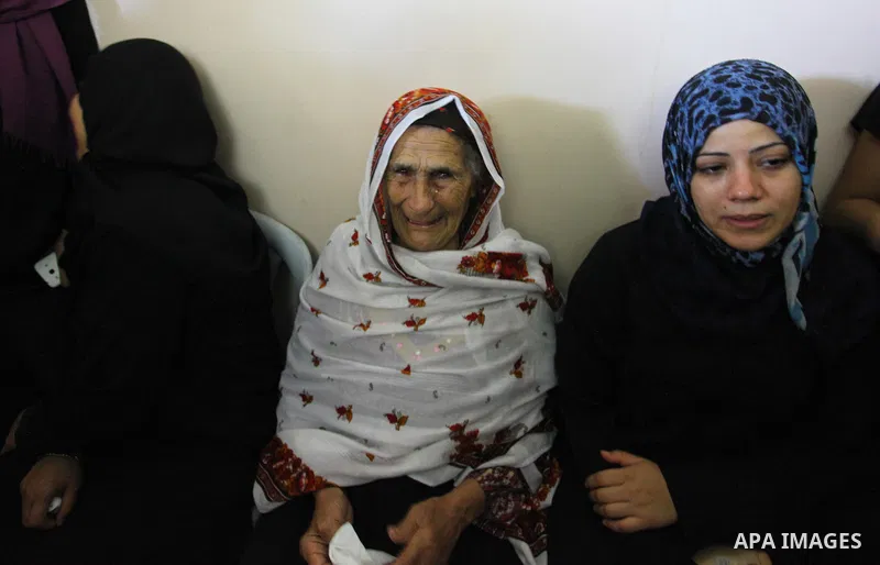 Relatives of Palestinian Mohamed Abu Nagy who was shot dead by Israeli troops during a demonstration against Israeli blockade on Gaza Strip, at the Erez crossing with Israel mourn during his funeral in Jabalia in the nor...