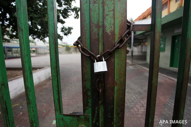 A picture taken on October 1, 2018 shows a closed school during a general strike against Israel's Nation State Law, in Gaza City. The recently-passed Israel's Nation State Law, declares that only Jews have the right of s...