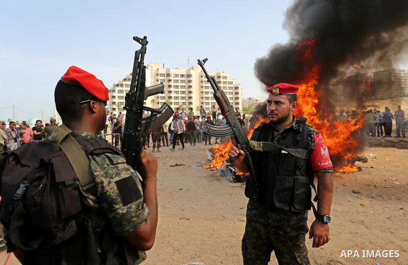 Members of Palestinian anti-drug police burn drugs during the annual conference for the destruction of narcotics, in Gaza City on October 22, 2018. Photo by Ashraf Amra
