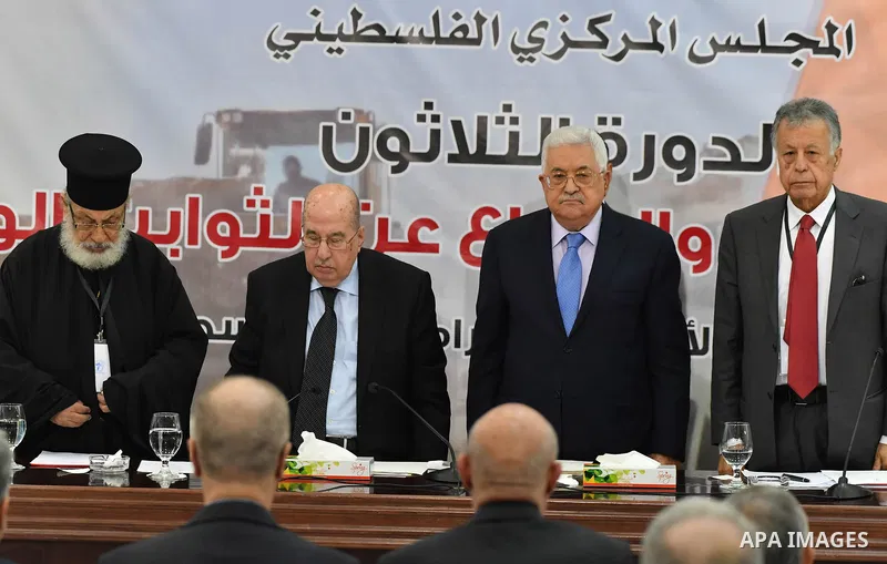 Palestinian President Mahmoud Abbas attends the meeting of the Central Council of the Palestinian Liberation Organization (PLO) in the West Bank city of Ramallah, on October 28, 2018. Photo by Thaer Ganaim