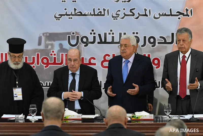Palestinian President Mahmoud Abbas attends the meeting of the Central Council of the Palestinian Liberation Organization (PLO) in the West Bank city of Ramallah, on October 28, 2018. Photo by Thaer Ganaim