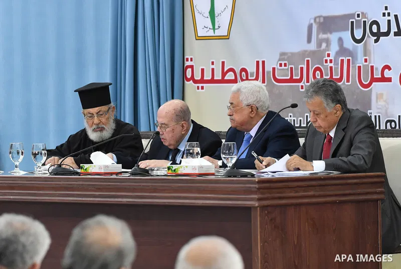 Palestinian President Mahmoud Abbas attends the meeting of the Central Council of the Palestinian Liberation Organization (PLO) in the West Bank city of Ramallah, on October 28, 2018. Photo by Thaer Ganaim