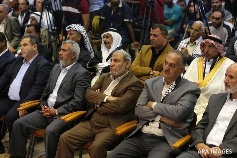 Palestinians attend a meeting about lift the sanctions, organized by Political and popular forces, in Gaza City on October 28, 2018. Photo by Ashraf Amra