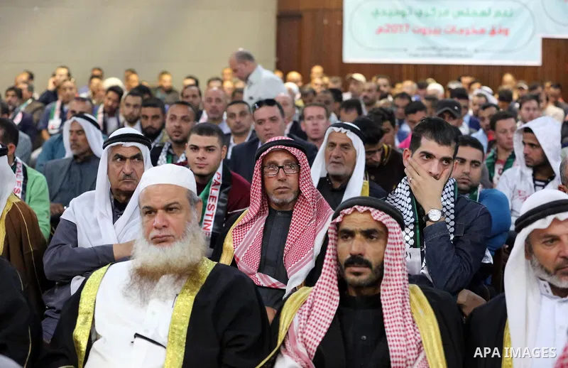 Palestinians attend a meeting about lift the sanctions, organized by Political and popular forces, in Gaza City on October 28, 2018. Photo by Ashraf Amra