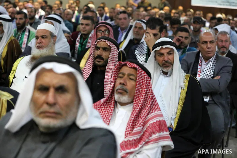 Palestinians attend a meeting about lift the sanctions, organized by Political and popular forces, in Gaza City on October 28, 2018. Photo by Ashraf Amra