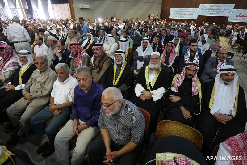 Palestinians attend a meeting about lift the sanctions, organized by Political and popular forces, in Gaza City on October 28, 2018. Photo by Ashraf Amra