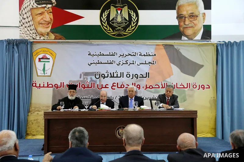 Palestinian President Mahmoud Abbas attends the meeting of the Central Council of the Palestinian Liberation Organization (PLO) in the West Bank city of Ramallah, on October 28, 2018. Photo by Shadi Hatem