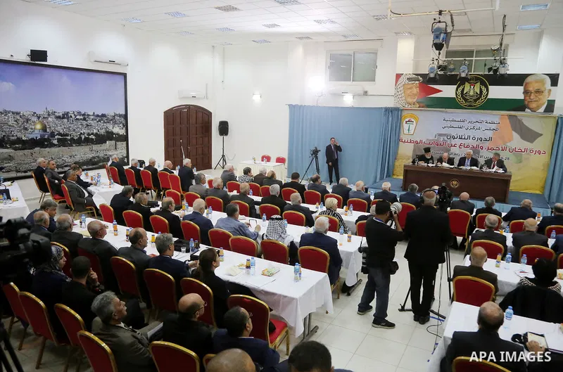 Palestinian President Mahmoud Abbas attends the meeting of the Central Council of the Palestinian Liberation Organization (PLO) in the West Bank city of Ramallah, on October 28, 2018. Photo by Shadi Hatem