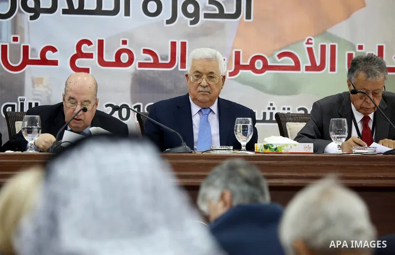 Palestinian President Mahmoud Abbas attends the meeting of the Central Council of the Palestinian Liberation Organization (PLO) in the West Bank city of Ramallah, on October 28, 2018. Photo by Shadi Hatem