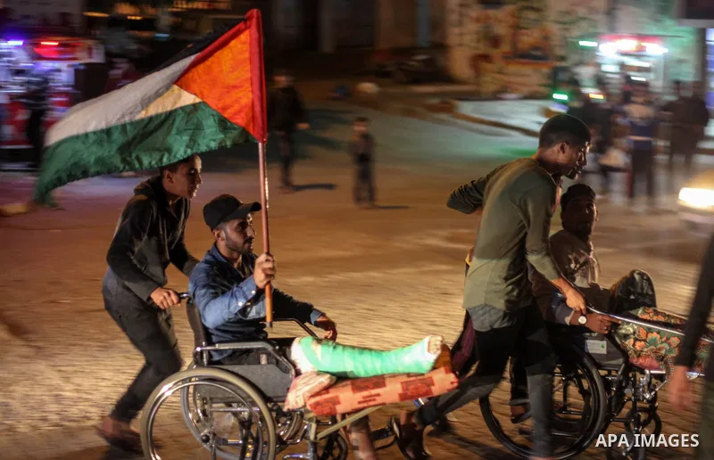 Palestinians take part in a demonstration against the killing of Palestinian teenagers, by an Israeli air strike the day before, in Jabalia in the northern of Gaza Strip on October 29, 2018. Photo by Ramez Habboub