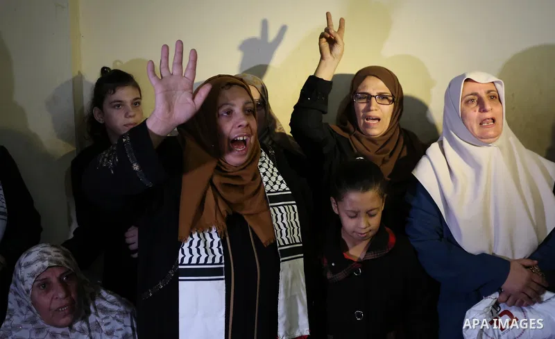 Relatives of Palestinian Mohammed abu Abada, 27, who was shot dead by Israeli forces during a demonstration against the Israeli blockade on Gaza Strip, along the Gaza sea barrier on the maritime border with Israel near K...