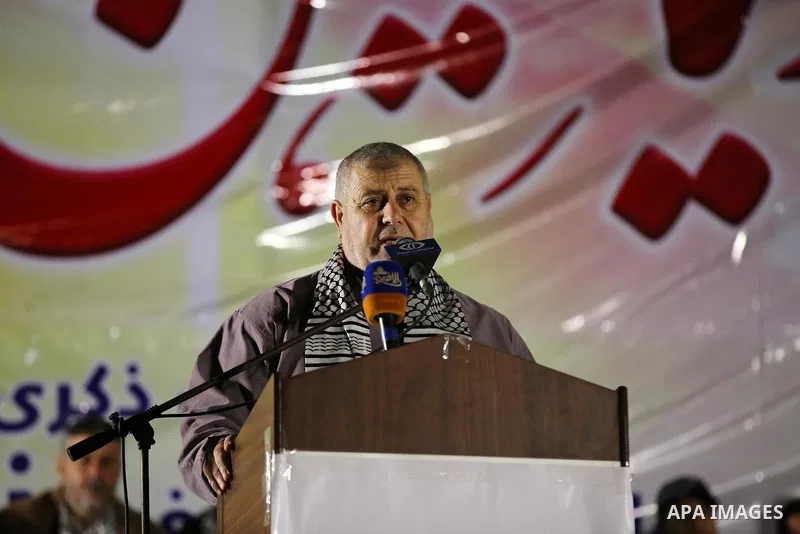 Khaled al-Batsh, senior leader of the Islamic Jihad movement, head of the supreme commission for the "Great Return March", speaks during a memorial service for Islamic Jihad militants who were killed in an Israeli operat...