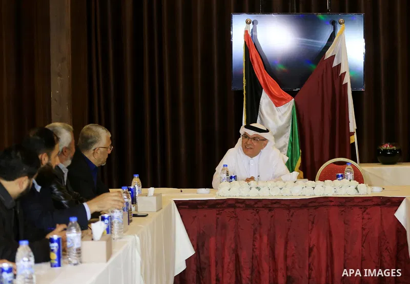 Qatar's Ambassador to the Palestinian Authority, Mohammed Al Emadi, attends a meeting with Palestinian faction leaders, in Gaza City on November 9, 2018. Photo by Mahmoud Nasser