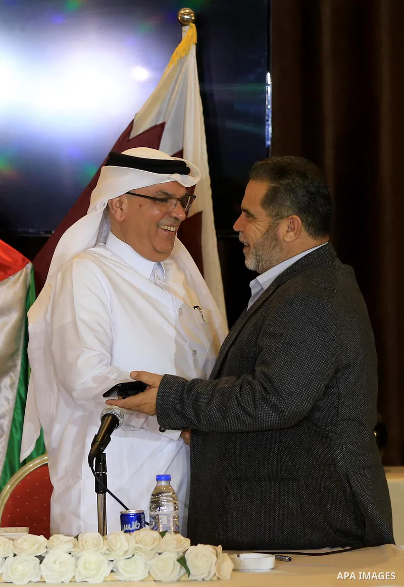 Qatar's Ambassador to the Palestinian Authority, Mohammed Al Emadi, attends a meeting with Palestinian faction leaders, in Gaza City on November 9, 2018. Photo by Mahmoud Nasser