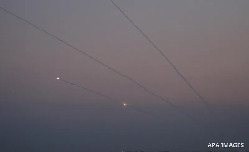 Rockets fired by Palestinian militants towards Israel are seen in Gaza City November 12, 2018. The flare-up follows a clash that erupted during an Israeli special forces operation in the Gaza Strip the previous night tha...