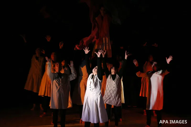 Palestinian girls perform on stage during the 4th Annual Red Carpet Festival for Human Rights Films in Gaza City on November 26, 2018. The Red Carpet Festival is held in the Gaza Strip for the fourth year in a raw with t...